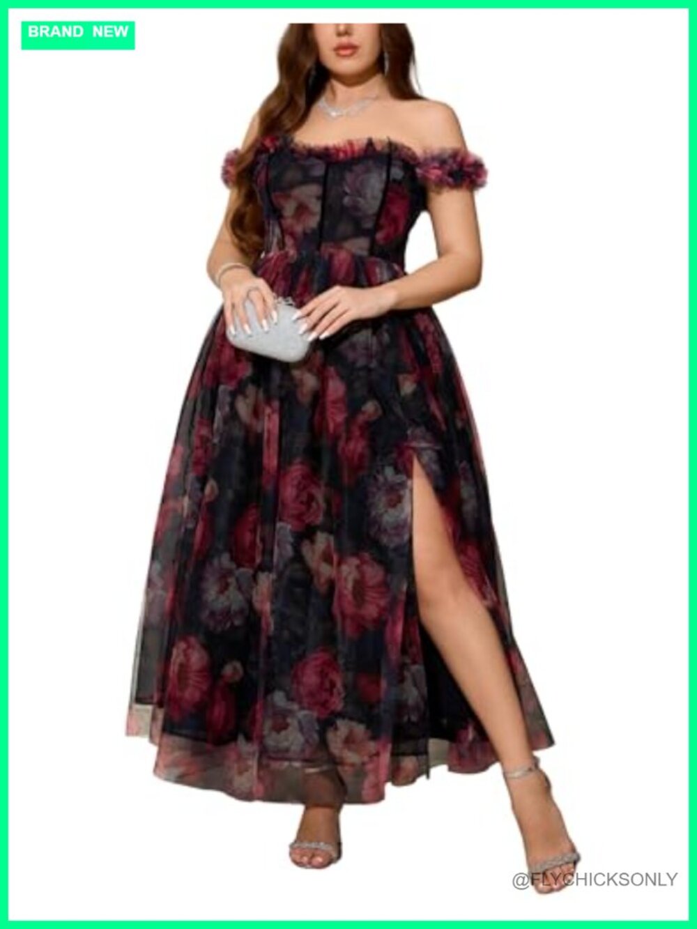 Plus Size Floral Lace A-Line Maxi Dress Wedding Guest Cocktail Party